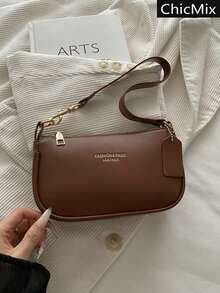 Fashionable Retro Mini Solid Color Textured Shoulder Bag With Pendant, Suitable For Shopping, Wallet, Young Women, College Students, Newcomers, Office Workers. They Are Perfect For Office, University, Work, Business, Commuting, Outdoor Activities, Travel And Outings - Brown - View 2