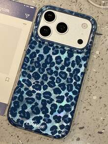 奢華秋季棕色豹紋亮片冰感手機殼，適用於 iPhone 18 Pro Max 18 Pro 17 Pro Max 17 Pro 17 16 Pro Max 16 Pro 16 15 Pro Max 15 Pro 15 14 Pro Max 14 Pro 14 13 Pro Max 13 Pro 13 12 Pro Max 12 Pro 12 11，時尚防震防摔手機殼 - 藍豹紋 - 查看 6