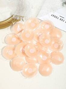 2pcs/10pcs/20pcs Women's Apricot Silicone Nipple Covers, Invisible Breast Petals, Round/Flower Shape, Suitable For Women - Multicolor - View 2