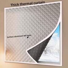 Thickened Aluminum Foil Thermal Curtains | Winter Windproof Sealing Solution Bedroom Soundproof Blackout No-Drill Easy Installation - Silver Cotton Curtain With White Border, Full Piece - View 1