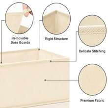 Foldable Fabric Storage Box, Suitable For Clothes, Underwear, Bras, Socks, Panties, Saves Vanity Drawer Space, Closet Organizer, Easy Assembly, Hand Washable Fabric, No Tools Required, Underwear Storage Box - Beige - View 10