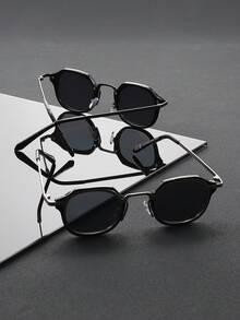 2 Pairs Men's Fashion Frame Glasses, Perfect Blend Of Modern Style And Practicality, Suitable For Vacation, Party, Daily Life, Commuting, Street Photography, Fits All Face Shapes - Multicolor - View 3