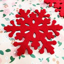 1/4/8/12pcs Christmas Red Snowflake Felt Coasters, Hollow Snowflake Coasters, Holiday Tabletop Decor Coasters, Christmas Decoration, Christmas Tableware, Holiday Christmas Tabletop Decor, Suitable For Home And Tabletop Arrangement - Multicolor - View 4
