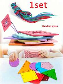 8-Piece Wooden Beading Set - Early Education Tool, Various Shaped Beads, Suitable For Early Education Teaching. Ideal Gift For Birthdays, Halloween, And Christmas. - Multicolor - View 9