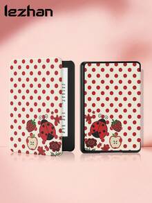 Lezhan 小瓢蟲紅色波點圖案保護殼，相容 Kindle 2024、Ko-Bo、Kindle NK 11/Kindle Youth Edition/Kindle Paperwhite 5，相容 iPad 10.2 吋 10 代/11(A16)2025(11 吋)、Galaxy Tab A8 10.5 吋 2022，具備自動喚醒/睡眠功能，輕巧便攜，完美貼合並保護您的閱讀裝置 - 彩色 - 查看 2