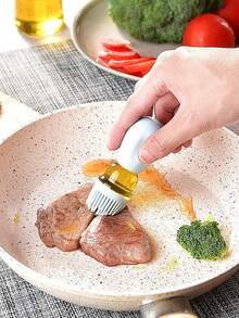200ml Oil Bottle, Oil Dispenser, Quantitative Oil Bottle, Kitchen, Silicone Brush, Glass Oil Bottle, Home Baking Brush, All-In-One Oil Absorbing Bottle - Multicolor - View 6