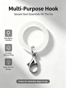 1/10/20pcs 2-In-1 Silicone Decorative Hanging Ring With Metal Lobster Clasp, Umbrella Handle Charm Clip, Water Bottle Bag Name Tag Keychain, Multi-Functional DIY Connector Ring Accessories - Multicolor - View 4