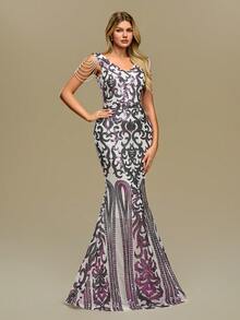 Women's Elegant Elegant Sleeveless Sequin Evening Dress Party Dress - Lilac Purple - View 6