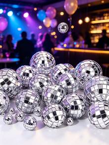 18/24/32pcs Disco Ball Set, Shiny Disco Ball, Reusable Disco Decoration Ball, Mini Disco Ball, Suitable For Cake Decoration, Party, Bar, Holiday Decoration (Silver) - A - View 7