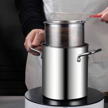 304 Stainless Steel Deep Fryer Pot For Home Use, Small Fryer Pot, Induction Cooktop Compatible, Oil-Saving Deep Pot With Dual Handles, Fryer With Strainer, Soup Pot - View 10