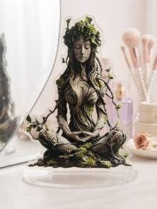 2D 壓克力大地之母雕像，苔蘚樹女神雕像，禪修與自然愛好者裝飾，大地之母女神，樹仙，靈性裝飾，禪修，祭壇裝飾，房間裝飾，桌面裝飾，客廳裝飾 - 綠色女神 - 查看 4