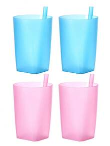 4pcs/Set Customized Plastic Water Cups With Built-In Straws, 12.17oz Portable Drinking Cups, Random Colors, Personalized Tumblers For Parties And Family Gatherings - Multicolor - View 27