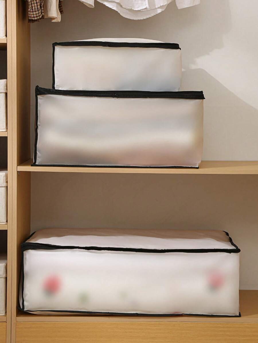 Waterproof Storage Bag For Clothes And Quilts - 1pc, Multipurpose Dustproof Moisture-Proof Organizer With Visual Window For Home Use, Plastic Rectangular Storage Trunk, No Power Needed, Versatile Closure, Storage Trunks For Home Organization