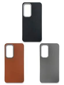 1 Set 3pcs Solid Color Lychee Texture Faux Leather Large Window Phone Case Covers, Black / Caramel Brown / Premium Gray Minimalist Solid Color Leather Texture Full Coverage Protective Shell, Raised Camera Frame Anti-Drop Anti-Slip Soft Shell, Business Commute Premium Style, Autumn/Winter Bestselling Phone Case, Suitable For Personal Use, Birthday Gift Choice; Compatible With IPhone Case & Galaxy Case, Compatible With IPhone 17/17 Pro/17 Pro Max - Multicolor - View 58
