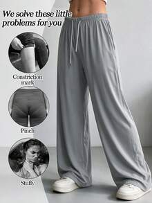 Women's Simple Front Tie Loose Sweatpants Casual Leg Pant Daily Wear Graduation Teacher For Women Back To School Lounge Work - Light Grey - View 2