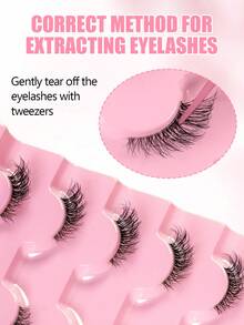 5 Pairs Fluffy Natural Eye-Enlarging Thick False Eyelashes, Curly 3D Natural Fake Lashes, Suitable For Holiday Parties, Vacation, Halloween, Christmas, Cat Eye Lashes - Black - View 7