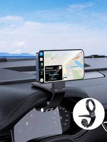 Magnetic Car Phone Holder, Foldable Dashboard Clip Phone Mount, N52 Strong Magnetic Hands-Free Phone Holder, Suitable For Car Sun Visor, Steering Wheel, Compatible With MagSafe - A - View 13