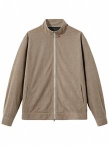 Men Corduroy Band Collar Jacket Double‑Way Metal Zipper Loose Drop‑Shoulder Casual Coat - Brown - View 4