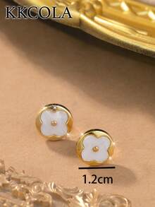 KKCOLA 1 Pair Of Fashion Earrings Earrings Stainless Steel Earrings Holiday Party Gift Jewelry - Gold - View 7