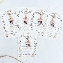 3pcs/5pcs Minimalist Coffee Keychain With Encouraging Pocket Hug Coffee Card, Suitable As Gift For Work Friends, Colleagues, Thank You For Making A Difference - Multicolor - View 2