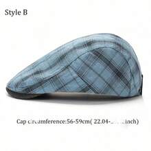 1pc Men's Beret Plaid Cap Women's Avant-Garde Newsboy Flat Cap Adjustable Hat - Fashion - View 3