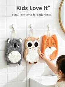 Cute Cartoon Hanging Absorbent Coral Fleece Hand Towel For Kids, Kitchen And Bathroom - Multicolor - View 8