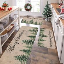 1/2/3pcs Christmas Theme Kitchen Rugs, Flannel Kitchen Rugs, Comfortable Soft Absorbent Non-Slip Machine Washable With Non-Slip Backing, Suitable For Doorway, Living Room, Patio, Bedroom, Kitchen, Dining Room, Laundry Room, Bathroom, Entryway, Multi-Functional Home Floor Mat, Holiday Christmas Decor - Multicolor - View 4