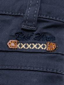 男童梭織字母刺繡休閒長褲 - 灰色 - 查看 9