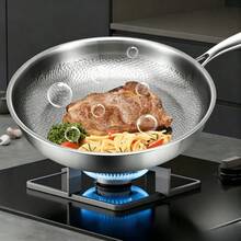 1pc Hammered Texture Wok, Physical Non-Stick Frying Pan, Scratch-Resistant, Even Heat Distribution, Compatible With Induction Cooktop And Gas Stove, Home Kitchen Cooking - View 9