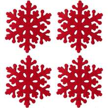 1/4/8/12pcs Christmas Red Snowflake Felt Coasters, Hollow Snowflake Coasters, Holiday Tabletop Decor Coasters, Christmas Decoration, Christmas Tableware, Holiday Christmas Tabletop Decor, Suitable For Home And Tabletop Arrangement - Multicolor - View 3