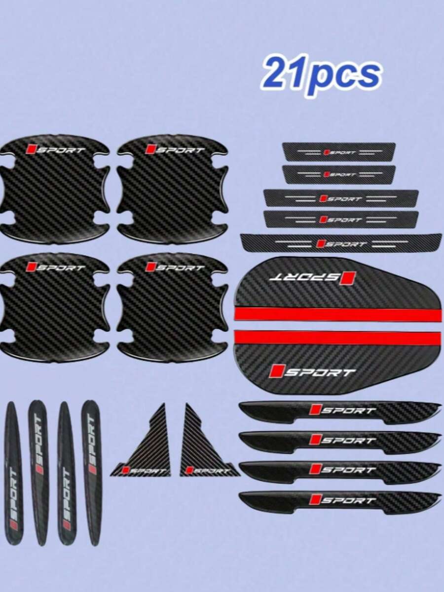 21pcs Car Accessories Set - Door Sill Protector, Rearview Mirror Sun Visor, Door Edge Guard, Anti-Collision Strip And Anti-Scratch Corner Guard - Suitable For All Car Models, Enhance Vehicle Safety, Non-Slip Textured Surface - A - View 1
