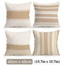 4pcs Farmhouse Style Horizontal & Vertical Striped Minimalist Pattern Pillow Covers, Single-Sided Printed Pillow Covers, Suitable For Living Room, Bedroom, Home Decor, All Season Pillow Covers - Multicolor - View 11