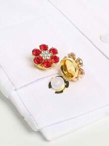 6Pcs Rhinestone Flower Button Covers For Women, Sparkling Decorative Button Clips For Shirts, Blouses & Dresses, Removable Clothing Accessories - Star - View 4