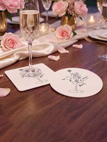 1/12/24pcs Custom Personalized Wedding Coasters,Custom Initials Monogram Coaster, Bridal Shower Wedding Reception Table Decor Favor Supplies For Guest - Multicolor - View 5