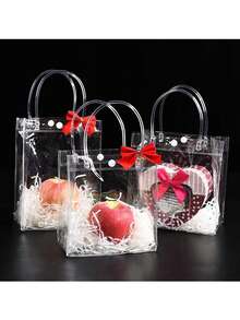 20pcs Large Transparent Waterproof PVC Gift Bags With Reusable Portable Handles, Suitable For Wedding Favors, Birthdays, Theme Parties And Holiday Gift Packaging, Perfect For Autumn, Vacation, Beach Trips Or As Christmas Gift Bags - Transparent - View 6