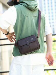 1pc Men's PU Crossbody Bag, Vintage Style Personal Item Storage Bag, Travel & Commute, Perfect Gift For Boyfriend - Crossbody Bag - View 12
