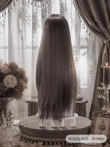 alicegarden 28-Inch Long Synthetic Wig Featuring A Natural Straight Style A Stunning Chocolate-Brown. Designed With Bangs , This False Hairpiece Is Perfect For Ms Daily Party Cosplay Use, Offering A Natural And Natural Durable Wig Gift For Ladies. - Chocolate Brown - View 4