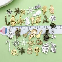20/100pcs Alloy Christmas Charms Mixed Santa Snowman Snowflake Bell Gift Box Pendants For DIY Bracelet Necklace Jewelry Making Supplies - Multicolor - View 6