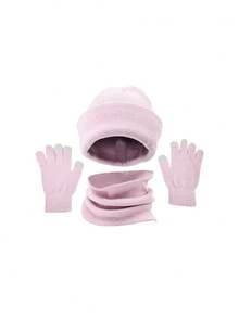 Unisex 3-In-1 Winter Knit Set, Knit Hat, Scarf, Touchscreen Gloves, Elastic Warm Outdoor Cold-Proof Accessory Kit - Multicolor - View 9