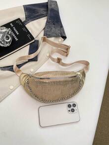 1pc Gold PVC Shiny Women's Waist Bag Chest Bag - Gold - View 4