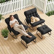 Bestdoor Outdoor Rocking Chair With Stool, Garden Rocking Chair With Cushion Waterproof Covers, Rust-Proof Frame, Non-Slip Feet, Side Pocket, Oversized Rocking Chair With Ottoman For Bedroom/Living Room - Black - View 7