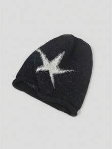 1pc Women's Y2K Star Pattern Knit Loose Beanie Hat, Windproof & Warm, Suitable For Daily & Outdoor Wear In Winter - Multicolor - View 9