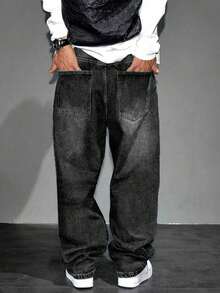 Teen B Grey Wide Leg Casual Jeans - Black - View 2