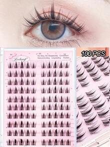 Lvcheryl 100-120pcs/Box 10rows Self-Adhesive Eyelash Reusable Glue-Free, False Eyelashes Waterproof Natural Style For Beginners Makeup - C - View 7