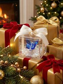 Nordic Style Exquisite Butterfly Glass Ornament Gift Box Set Includes (Butterfly Ornament + Gift Box) Suitable For Home Decor, Room Decoration, Party And Holiday Decoration, Office Decor, Living Room Accessories, Also Best Gift For Christmas, Halloween, Wedding, New Year - Premium Souvenir - View 5