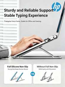 HP ZJ20 Portable Foldable Laptop Stand Vertical Computer Support Bracket Aluminum Alloy Heat Dissipation Stand 6-Level Adjustable Height Base Lightweight Storage Universal For Office And Home - View 10