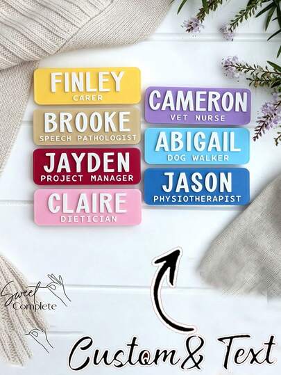 Personalized 3D Colorful Name Badge - Suitable For Nurses, Veterinarians, Dentists, Teachers, Midwives, Educators And Doctors (Magnetic Or Pin Back Option); Personalized Acrylic Professional Name Badge: Customized Magnetic ID Badge/Nurse Badge