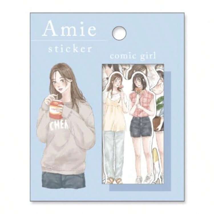 Amie Sticker アミ ステッカー かわいい フレークシール アンティークボーイ 上質紙 日本製 - コミックガール - 見る 1