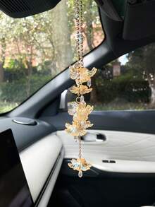 Colorful Flower Tassel Car Hanging Ornament Acrylic Material Creative Car Rearview Mirror Decoration Pendant, Car Interior Decor. Creative Gift, Holiday, Birthday Gift, Women's Car Decoration Hanging Ornament. - Flowers - View 7