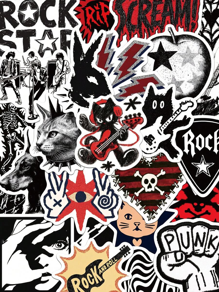 50pcs Punk Subculture Stickers For Adults Teens Sticker Enthusiasts Scrapbooking Journaling Laptops Skateboards Add A Fun Touch To Your Devices! - A - View 1